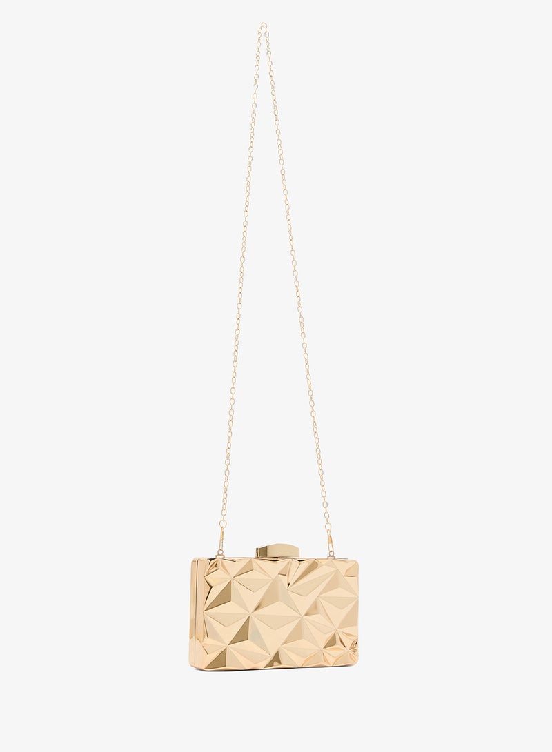 Ella Limited Edition Geometrical Metallic Gold Rectangle Shape Statement Clutch - Image 2